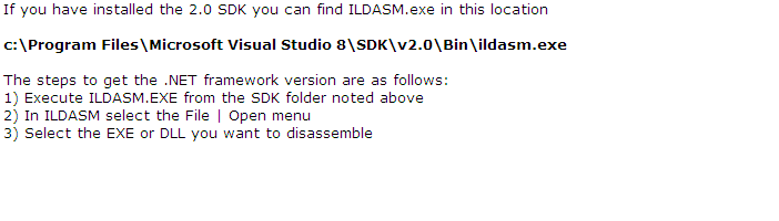 ILDASM.exe to determine framework version